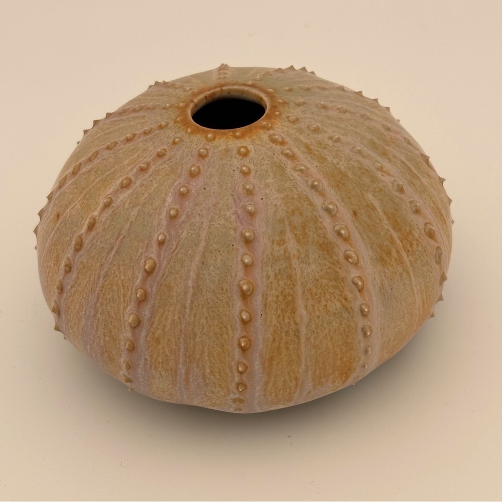 Sea Urchin Pottery Vase Artisan Signed Kimberly Hardy Orcas Island